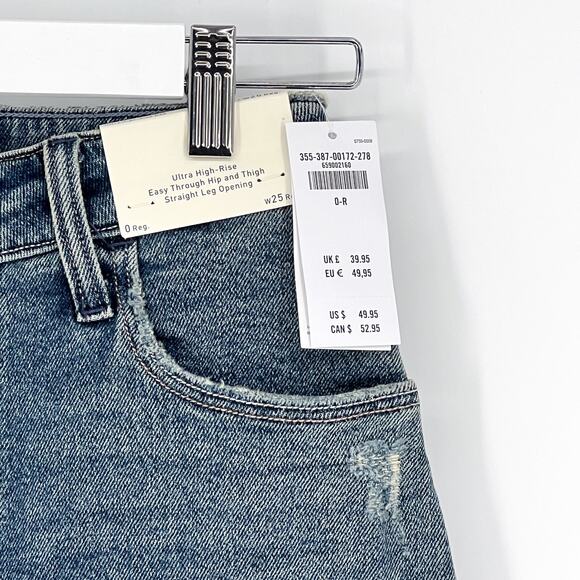 Hollister NWT Ultra High-Rise Dad Jeans Women’s Size 25 Medium Wash Straight Leg - Picture 4 of 8